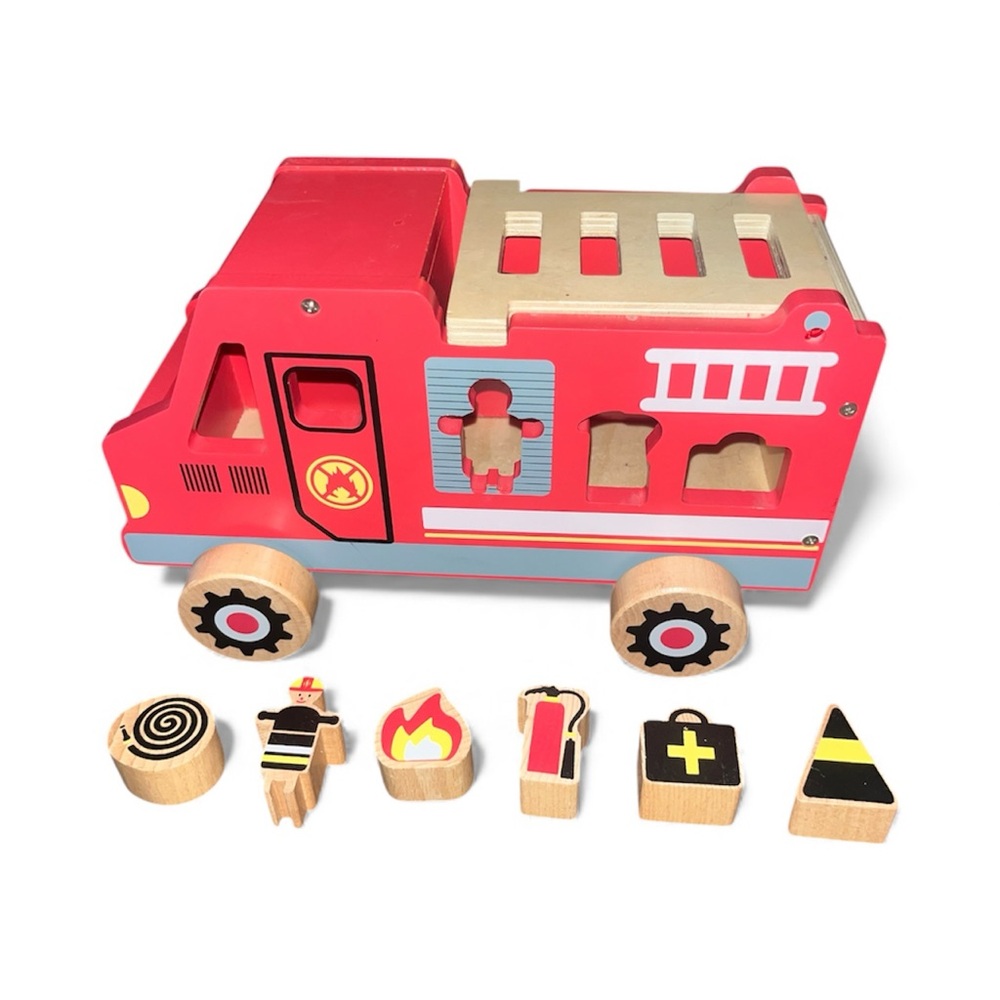 Red Wooden Fire Engine Shape Sorter